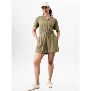 Athleta Avenue Romper Womens Large Olive Branch New NWT